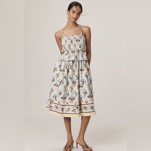 By Anthropologie Smocked Peplum Midi Dress